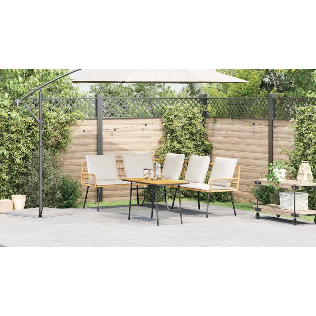 2-teiliges Garten-Sofa-Set mit Kissen aus natürlichem Poly-Rattan